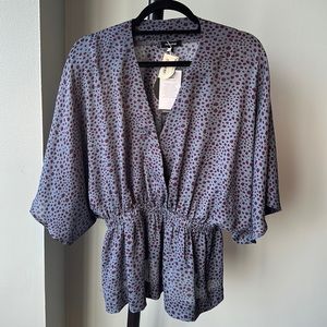 ☀️BOGO Item NWT mittoshop Slate Blue Maroon Patterned Kimono Blouse☀️